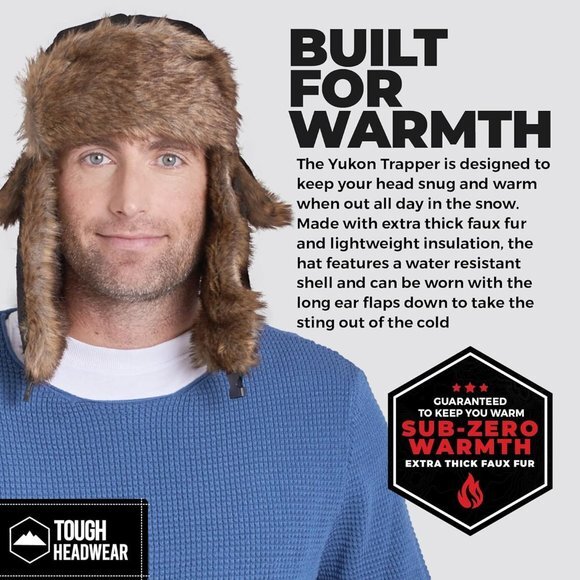 Headwear Winter Trapper Hat - Russian Ushanka‎ Trooper Aviator Hats for Men - Picture 1 of 5